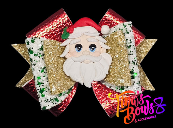 Santa Handmade Clay Hair Bow