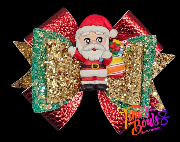 Santa Handmade Clay Hair Bow