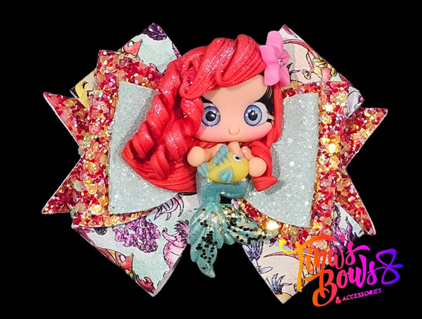Red Haired Princess Handmade Clay Hair Bow