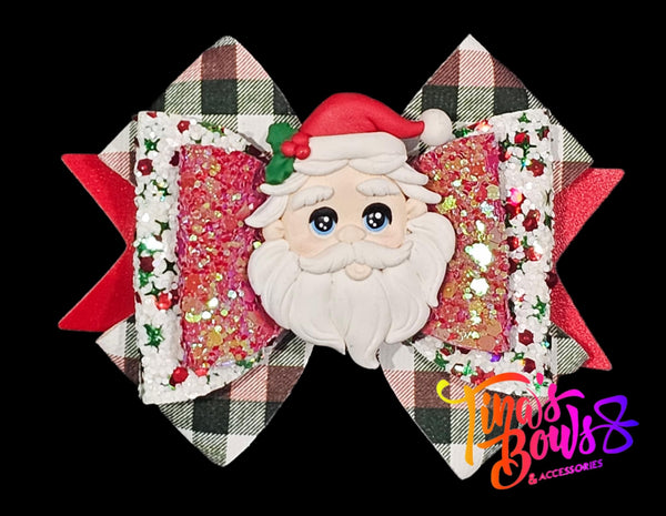 Santa Handmade Clay Hair Bow